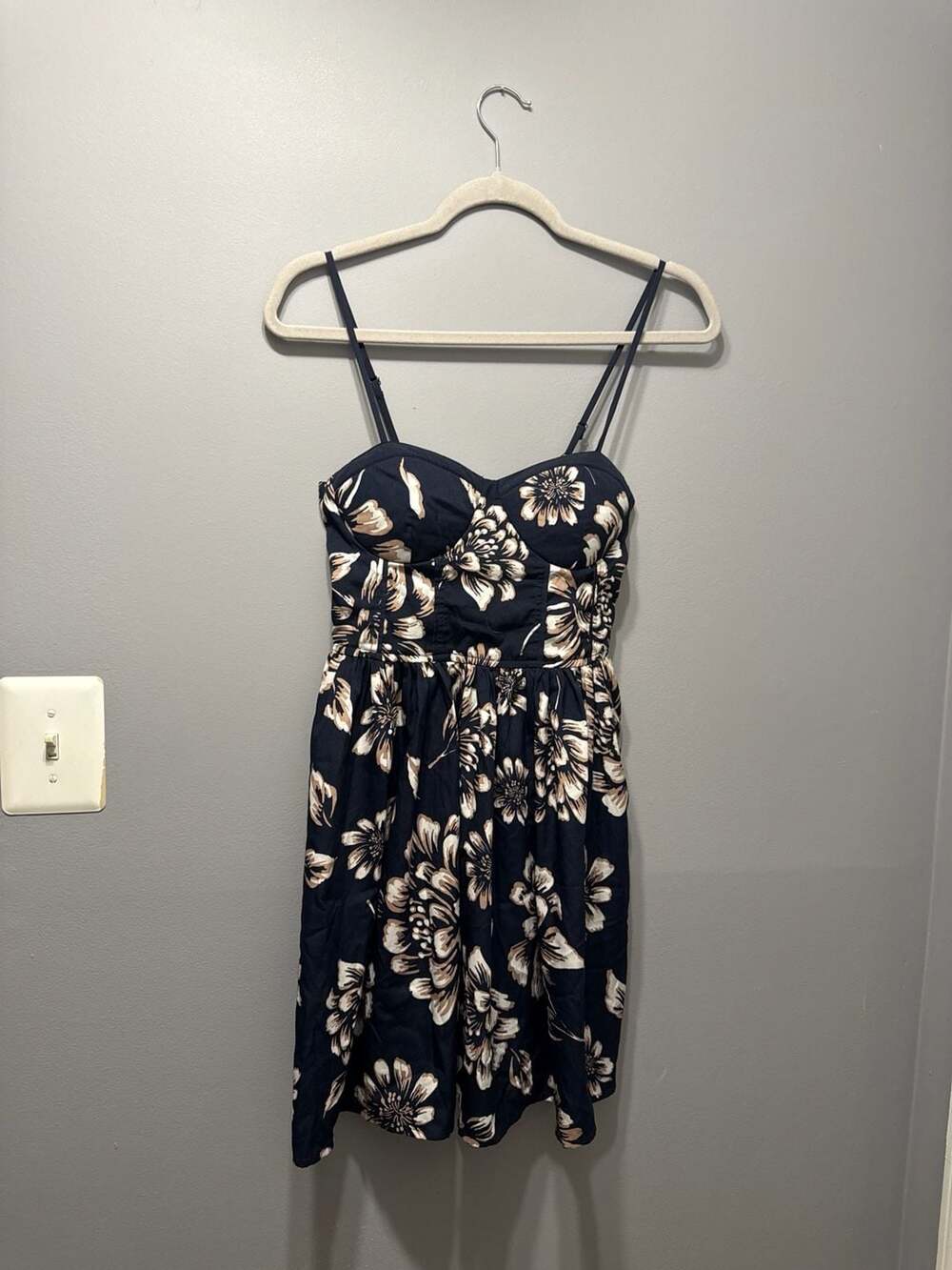 Band of Gypsies Navy Floral Bustier Mini Dress with Pockets